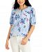 Style & Co Printed Puff-Sleeve Top, Created for Macy's