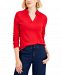 Charter Club Cotton Johnny Collar Long-Sleeve T-Shirt, Created for Macy's