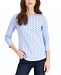 Charter Club Cotton Printed 3/4-Sleeve Top, Created for Macy's