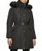 Kenneth Cole Women's Belted Faux-Fur-Trim Hooded Puffer Coat