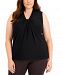Kasper Plus Size Solid Sleeveless Knot-Front Top