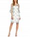Adrianna Papell Embroidered Flare-Sleeve Dress