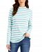 Charter Club Cotton Blithe Striped Mock-Neck Top, Created for Macy's