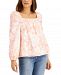 Inc International Concepts Printed Smocked-Neck Top, Created for Macy's