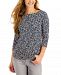 Charter Club Heart-Print Boatneck Top, Created for Macy's