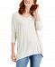 Style & Co Oversized Striped V-Neck Knit Top, Created for Macy's