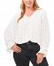 Vince Camuto Plus Size Printed Smocked-Cuff V-Neck Blouse