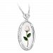 Love Lives On Sterling Silver-Plated Memorial Pendant Necklace Featuring A Preserved Rosebud Suspended From A Heart-Shaped Bail Set With A Diamond