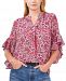Vince Camuto Meadow Medley Flutter-Sleeve Blouse