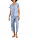 Charter Club Everyday Cotton Crochet-Trim Top & Cropped Pants Pajama Set, Created for Macy's