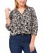 Vince Camuto Plus Size Printed 3/4-Sleeve Peasant Top