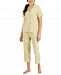 Charter Club Printed Notch Collar Cropped Pajama Set, Created for Macy's