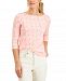 Charter Club Pima Cotton Lace-Print Boat-Neck Top, Created for Macy's