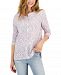 Style & Co Cotton Printed Henley Top, Created for Macy's