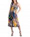 Women's Paisley Sleeveless V-Neck Pocket Midi Dress