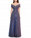 Xscape Women's Off-The-Shoulder Shimmer Wrap Style Gown