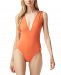 Michael Michael Kors Grommet V-Neck One-Piece Swimsuit Women's Swimsuit