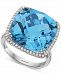 Effy Blue Topaz (19-7/8 ct. t. w. ) & Diamond (1/3 ct. t. w. ) Statement Ring in 14k White Gold