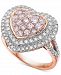 Pink & White Diamond Heart Ring (1-1/2 ct. t. w. ) in 14k White & Rose Gold