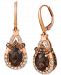 Le Vian Chocolate Quartz (3-1/2 ct. t. w. ) & Diamond (1-1/10 ct. t. w. ) Teardrop Halo Drop Earrings in 14k Rose Gold