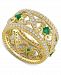 Emerald (3/8 ct. t. w. ) & Diamond (7/8 ct. t. w. ) Filigree Openwork Ring in 14k Gold