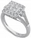 Diamond Princess Quad Cluster Halo Engagement Ring (1 ct. t. w. ) in 14k White Gold