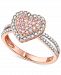 Pink Diamond (1/5 ct. t. w. ) & White Diamond (1/5 ct. t. w. ) Heart Ring in 14k Rose Gold