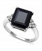 Black Onyx (12 x 10 mm) and White Topaz Ring in Sterling Silver