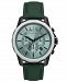 AX Armani Exchange Men's Chronograph Banks Dark Green Leather Strap Watch 44mm
