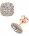 Diamond Halo Stud Earrings (1-1/2 ct. t. w. ) in 14k Rose Gold & White Gold