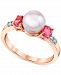 Pink Cultured Freshwater Pearl (7mm), Pink Tourmaline (3/8 ct. t. w. ) & Diamond Accent Ring in 14k Rose Gold