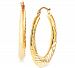 Small Textured Hoop Earrings in 14k Gold, 1"