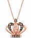 Le Vian Royalty Collection Chocolate Diamonds (1/4 ct. t. w. ) & Nude Diamonds (1/10 ct. t. w. ) Tiara 20" Pendant Necklace in 14k Rose Gold