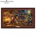 Thomas Kinkade Studios Santa's Night Before Christmas Framed Canvas Print Wall Decor With Concealed LED Lights And Fibre Optic Colour-Changing Lights