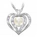 Wisdom Of Faith Women's Topaz And Diamond Heart-Shaped Pendant Necklace Featuring A Mother Of Pearl Cabochon Etched With A Religious Cross