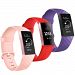 3 Pcs Soft TPU Silicone Replacement Sport Band Fitness Strap for Fitbit Charge 3 - Red/Pink/Lilac
