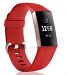 Soft TPU Silicone Replacement Sport Band Fitness Strap Compatible for Fitbit Charge 3 [SMALL] - Red