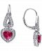 Lab-Created Ruby (3-1/5 ct. t. w. ) & Lab-Created White Sapphire (1-3/4 ct. t. w. ) Heart Drop Earrings in Sterling Silver