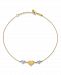 Puffed Heart "Love" Anklet in 14k Yellow and White Gold