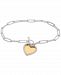Diamond Toggle Heart Charm Paperclip Link Bracelet (1/5 ct. t. w. ) in Sterling Silver & Gold-Plate