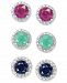 Emerald (1/2 ct. t. w. ), Ruby (5/8 ct. t. w. ) and Sapphire (5/8 ct. t. w. ) Earring Set in Sterling Silver