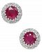 Sapphire (5/8 ct. t. w. ) and Diamond (1/10 ct. t. w. ) Stud Earrings in 14k White Gold (Also Available in Ruby and Emerald)
