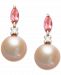 Pink Cultured Freshwater Pearl (7mm), Pink Tourmaline (1/3 ct. t. w. ) & Diamond Accent Drop Earrings in 14k Rose Gold