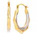 Two-Tone Octagon Hoop Earrings in 14k Gold & White Rhodium-Plate