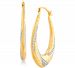 Two-Tone Beaded Oval Hoop Earrings in 14k Gold & White Rhodium-Plate