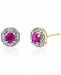 Ruby (1/2 ct. t. w. ) & Diamond (1/10 ct. t. w. ) Stud Earrings in 10k Gold
