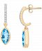 Blue Topaz (1-1/3 ct. t. w. ) & Diamond (1/20 ct. t. w. ) Drop Earrings in 14k Gold