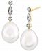 Cultured Freshwater Pearl (9mm) & Diamond Accent Drop Earrings in 14k Gold