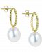 Cultured Freshwater Pearl (8mm) Circle Drop Earrings in 14k Gold