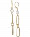 Cultured Freshwater Pearl (7mm) Paperclip Link Drop Earrings in 14k Gold-Plated Sterling Silver